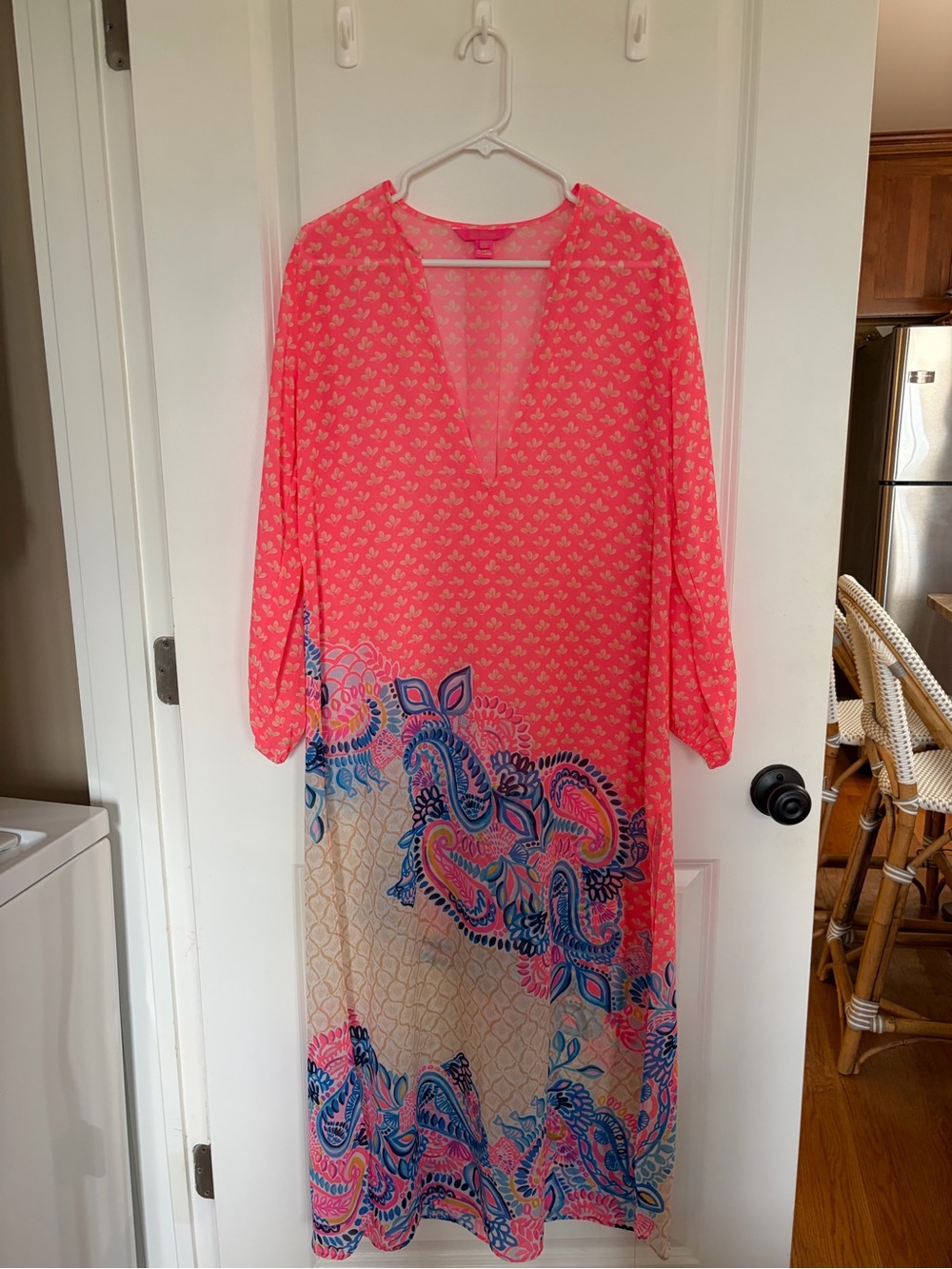 Lily Pulitzer Coral Pink Blue Patterned Swim Cover-Up Dress